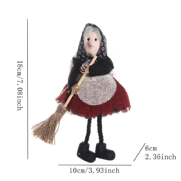 Eerie Apron Witch with Broom Suspended Decoration Chilling Adorment for Halloween Parties and Event Festives Ornament