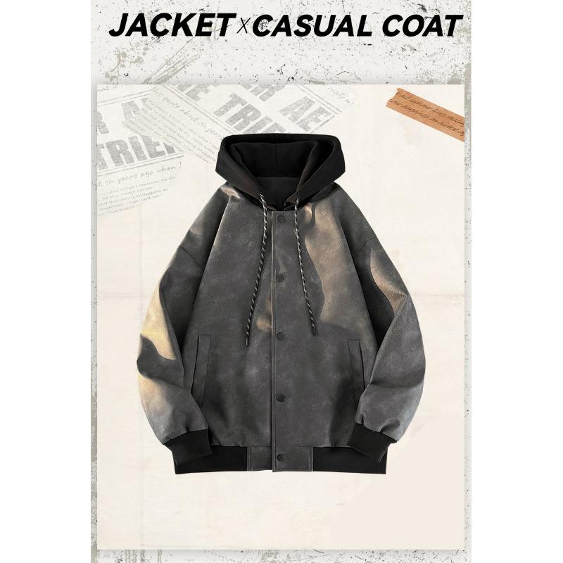 Spring and Autumn Trendy Brand High Street Fashion Contrast Color Stand Collar Jacket Men's Loose and Versatile Casual Jacket