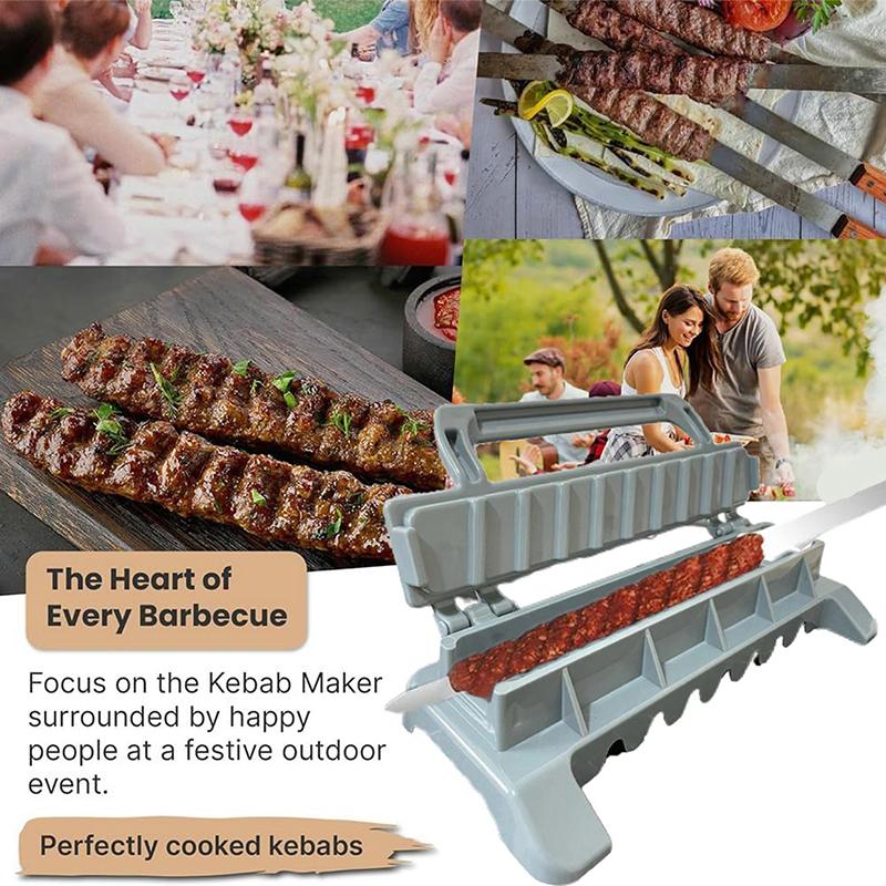 Kebab Maker Nem Enkelt Række Grill Barbecue Spyd Tilbered Kebab Maker Presse Maskine Genanvendelig Manuel Grill Kebab Form
