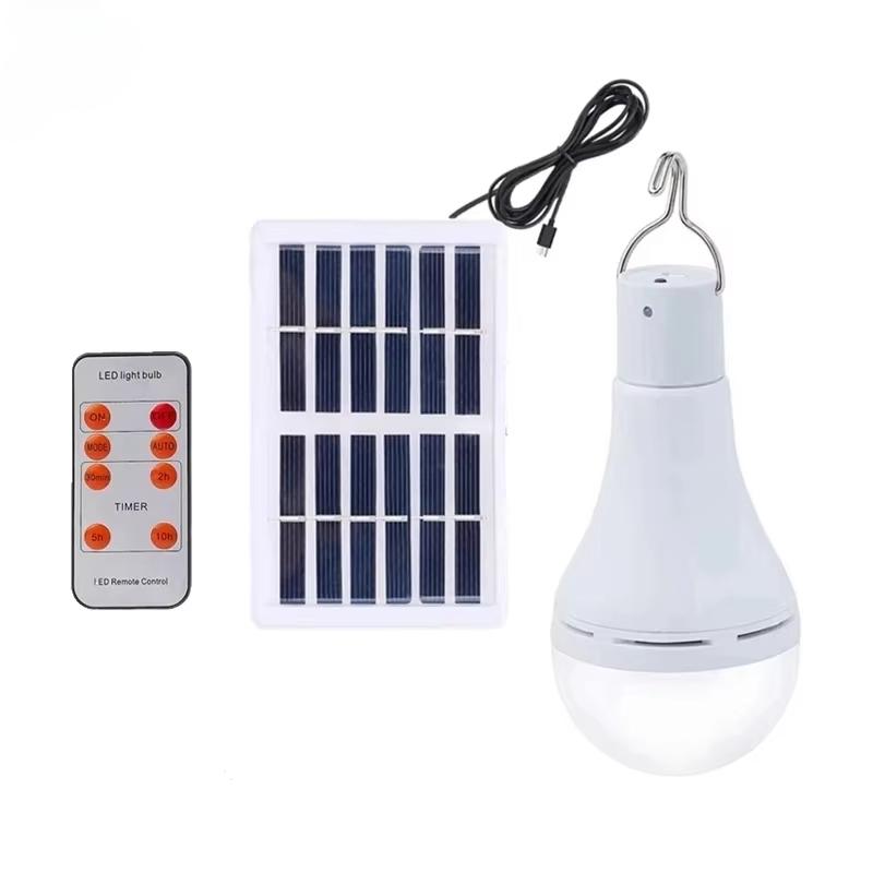 LED Solar Lamp Bulb Outdoor Waterproof Remote Control Timing Garden Hanging Light Hiking Camping Fishing Emergency Solar Lights