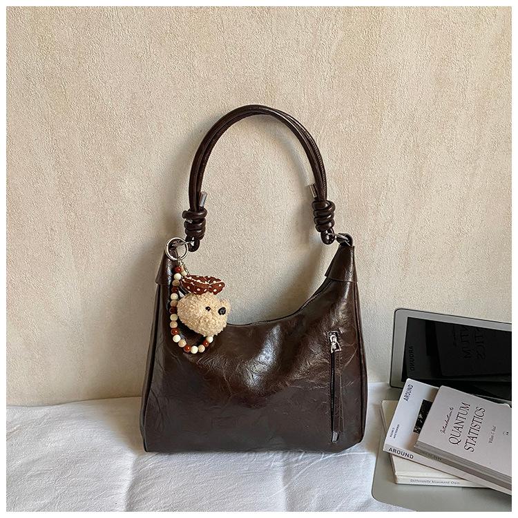 Однолямочная сумка-тоут - Модная, Стильная, Уникальная, Большой вместимости, Сумка-кроссбоди для поездок на работу With pendant кофейный