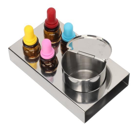 6pcs Dental Medicine Drop Bottle 10ml Amber Glass Tincture Dropper Bottles with Stainless Steel Holder 