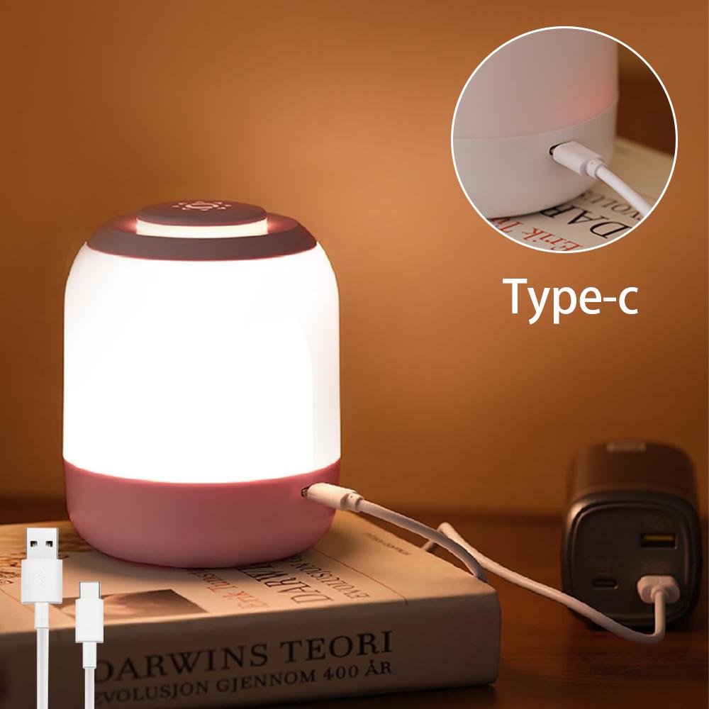 Touch Rechargeable Three-Color Dimming Night Light Bedroom Sleep Lamp Eye Protection Soft Light Bedside Table Lamp For Sleeping
