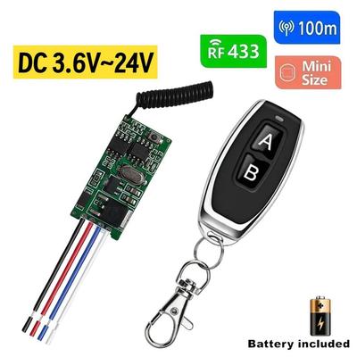 433mhz Wireless Remote Control Universal Switch Mini Relay Receiver DC 3.6V 5V 9V 12V 24V Micro Receiver Transmitter Use for Led