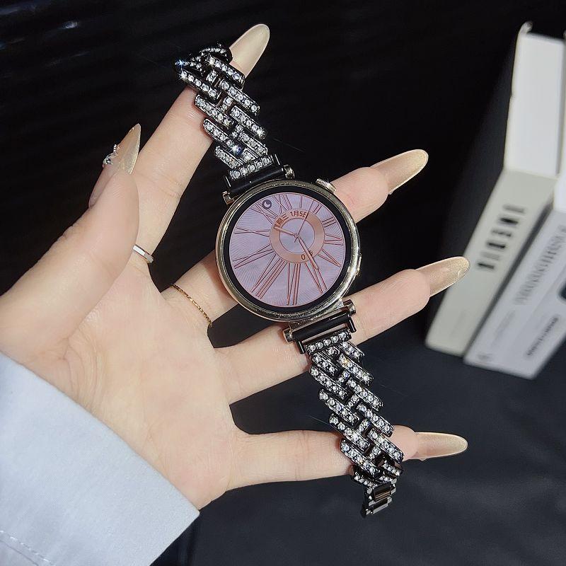 

18mm Diamond Metal Strap for Huawei Watch GT6 41mm Gt5 41mm Band Bling Rhinestone Bracelet for Huawei Gt 5pro 42mm Metal Correa 18mm чёрный