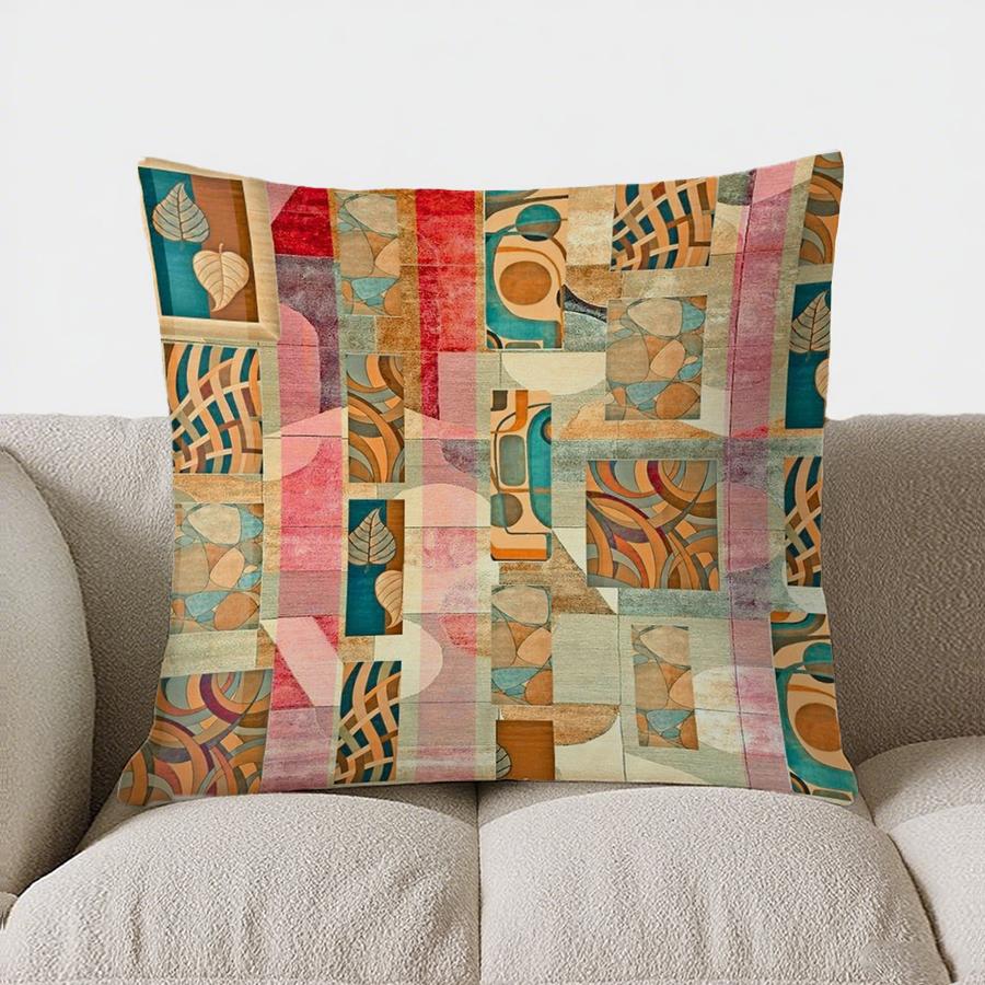 Colorful Geometric Pattern Double-sided Printed pillow cover Short plush Suitable living rooms bedrooms sofa throw cushion cover