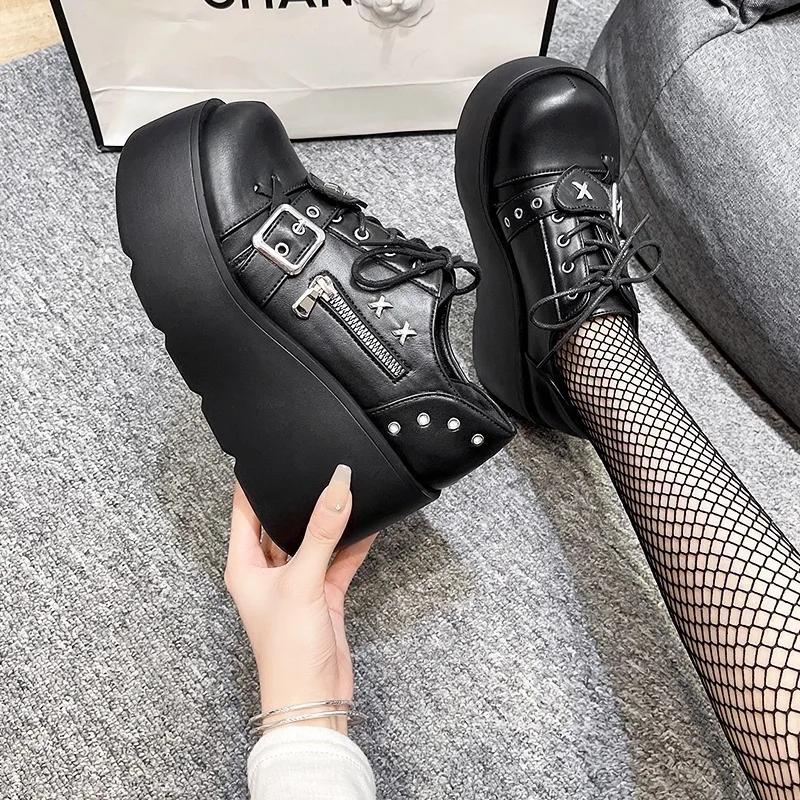 9CM Punk Style Gothic Pumps Women New Sole Brand Platform Shoes Wedge High Heels Party Cosplay Designer Lolita Shoes Big Size 42