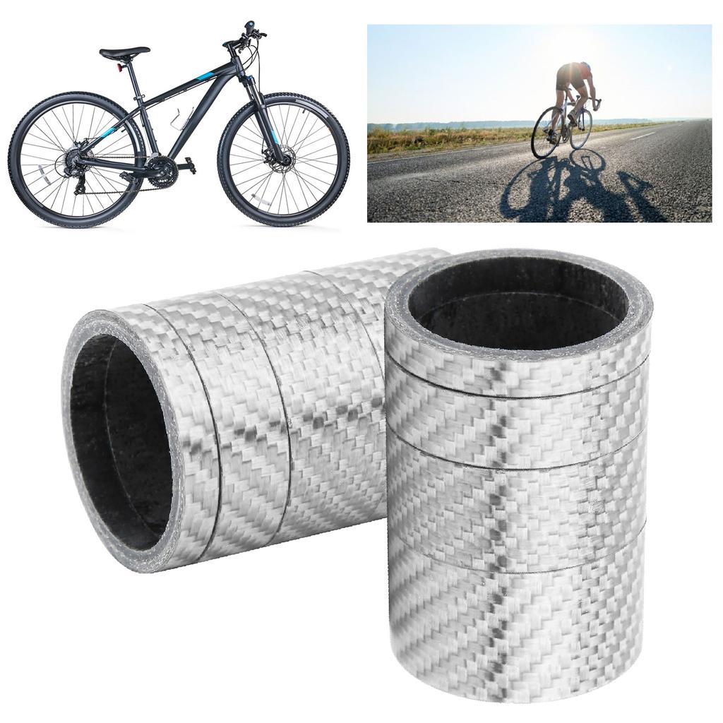 2 Set Carbon Fiber 5 10 15 20mm Bicycle Headset Front Fork Spacer Stem Bike WasherSilver
