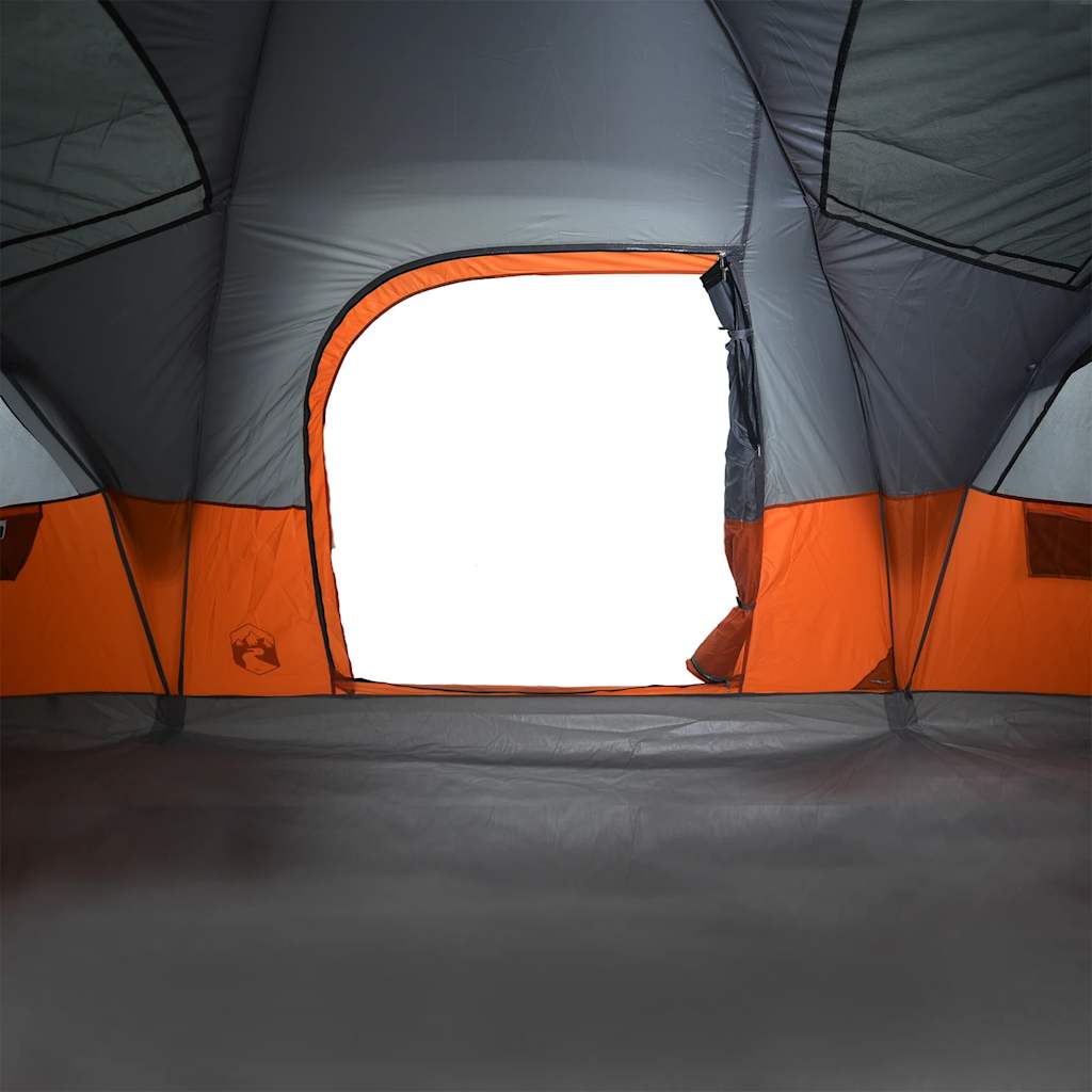 Dome Family Tent for 11 Persons Grey and Orange Waterproof