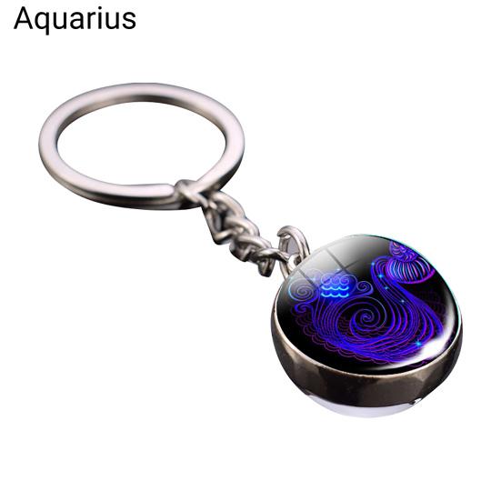 Detachable Keychain High Quality Decor Wide Application Fashion Glass Ball Constellation Key Chain