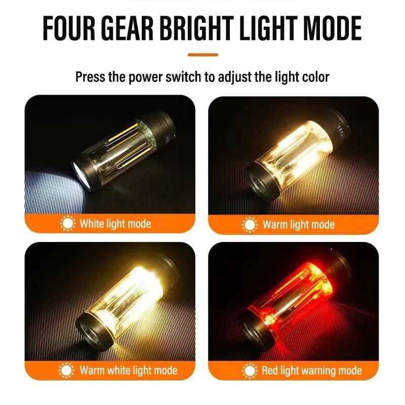 Multi Functional Camping Light, Outdoor LED Portable Handheld Light, Red Magnetic Work Light, Strong Flashlight