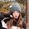Winter Female Warm Cute Rabbit Knitted Hat Casual Versatile Thickened Warm Ear Protection Simple Wool Hat