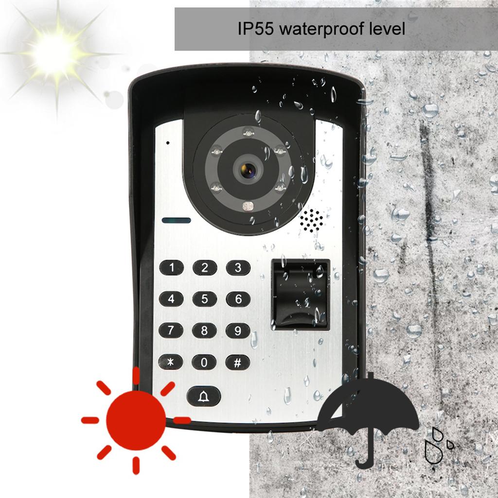 7-Zoll-LCD-Display Passwort Fingerabdruck Video-Türsprechanlage Türglocke