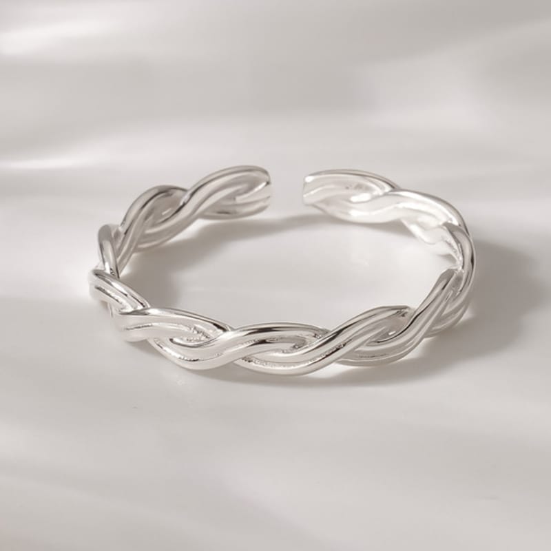 JEWNEL Silver925 Vivienne Wave Double-Line Wave Twisted Thumb Ring Open Ring Silver Ring