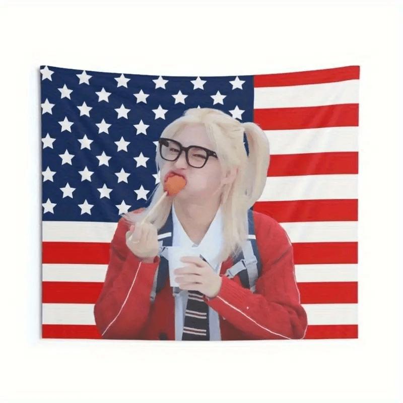 1pc of SKZ American Flag KPOP Concert Banner Perfect for Decorating Bedrooms Living Rooms And Dorms Comes