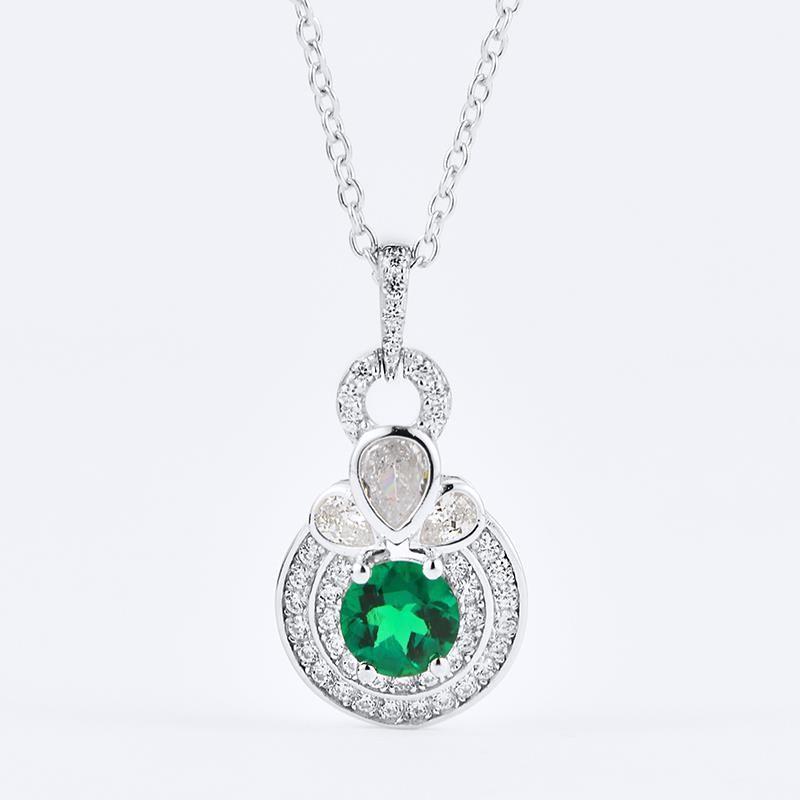 Cultured Emerald Necklace 925 Sterling Silver Real Gold Plating Clavicle Chain 2026 Cross-Border Bestseller Fashionable