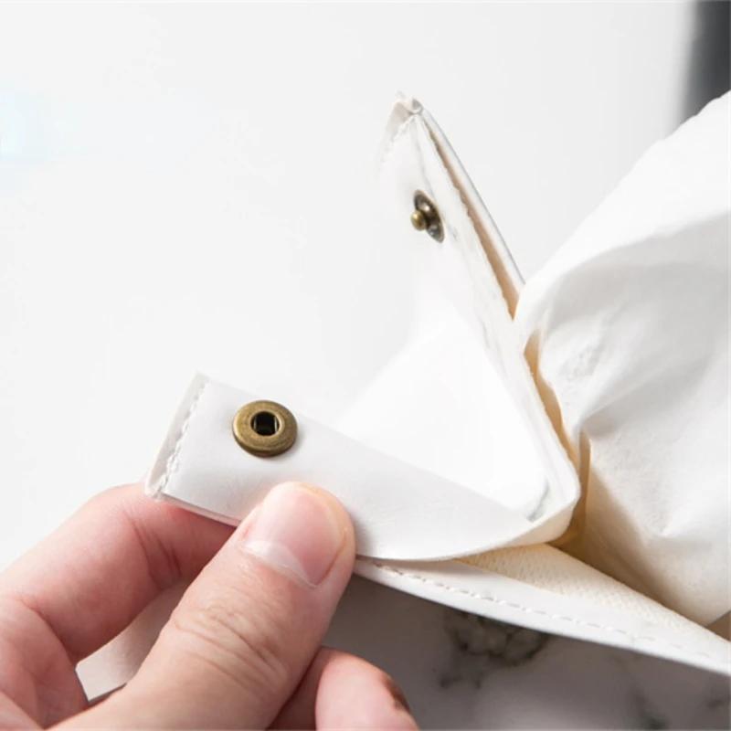 Chic Tissue Case Box Container PU Leather Marble Pattern Home Car Towel Napkin Papers Dispenser Holder Box Case Table Decoration