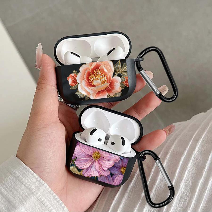 Case For Airpods 4 Pro3 2 3 Pro 1 Pro2 Earphone Cases Cover Richly Colored Peony Flowers