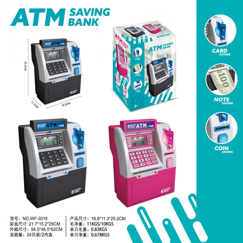 ATM Piggy Bank with Smart Card & Coin Slot, Large Safe Money Box with Password, In/Out Function & Digital Counter for Kids