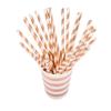 Rose Gold Striped Paper Cups Straws Disposable Tableware Supplies for Birthday Party Decor(#1)