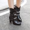 J/Winter New High Heel Thick Heel Round Toe Short Boots European and American Feng Shui Diamond Belt Decorative Women's Boots