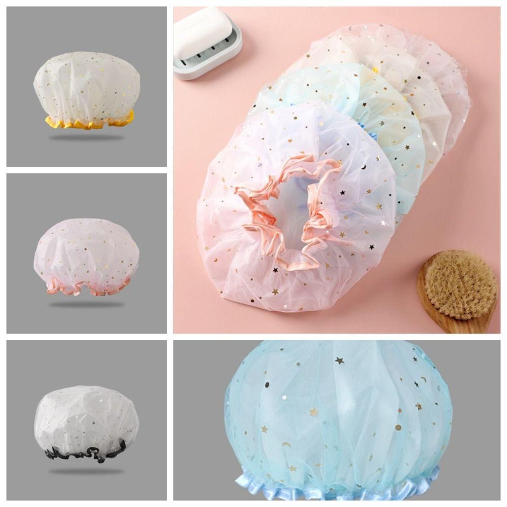 

Двухслойная шапочка для ванны, ПВХ, крышка для душа, шапочка для душа, звездное небо, шапочка для мытья ванны, шапочка для ухода за ванной