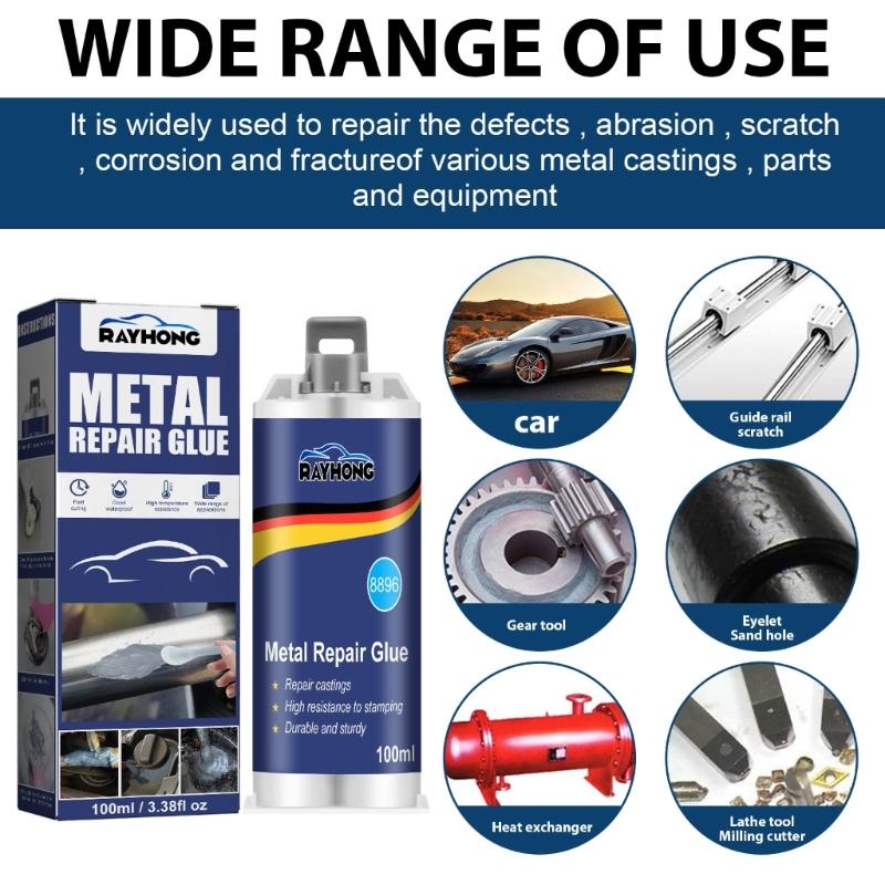 Industrielle Metallklebstoffe Zuverlässige Reparaturpasten 50/100ml Metallreparatur-Lösung zum Schweißen & Reparieren Langlebig