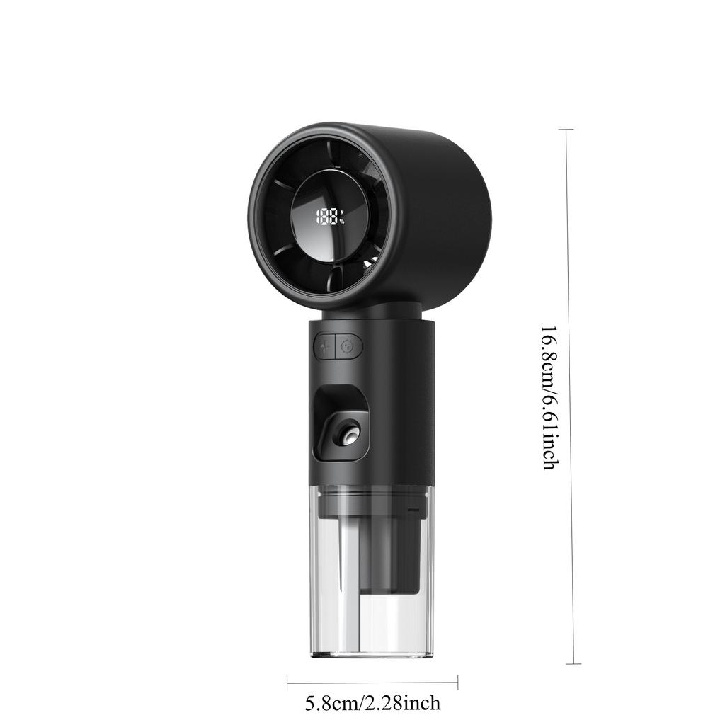 New Humidified High-speed Fan Without Pole Speed Regulation Digital Display Portable Handheld Turbocharged Spray Fan
