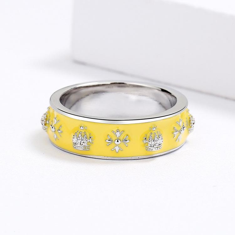 European and American Palace Style Retro Enamel Women's Ring Three dimensional Pattern Crown Literary Personality Ring