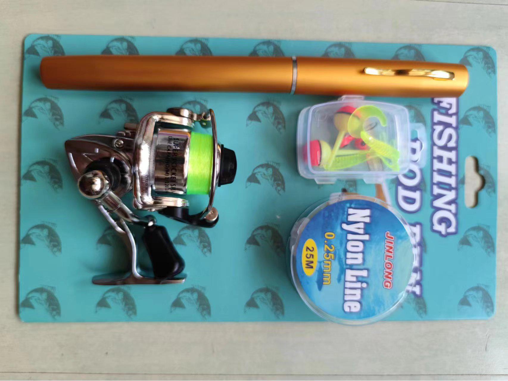 

Набор мини-металлических прялок для удилищ Luya, ручка-барабан длиной 1 метр. 1 meter rod + metal spinning wheel + accessories золотой