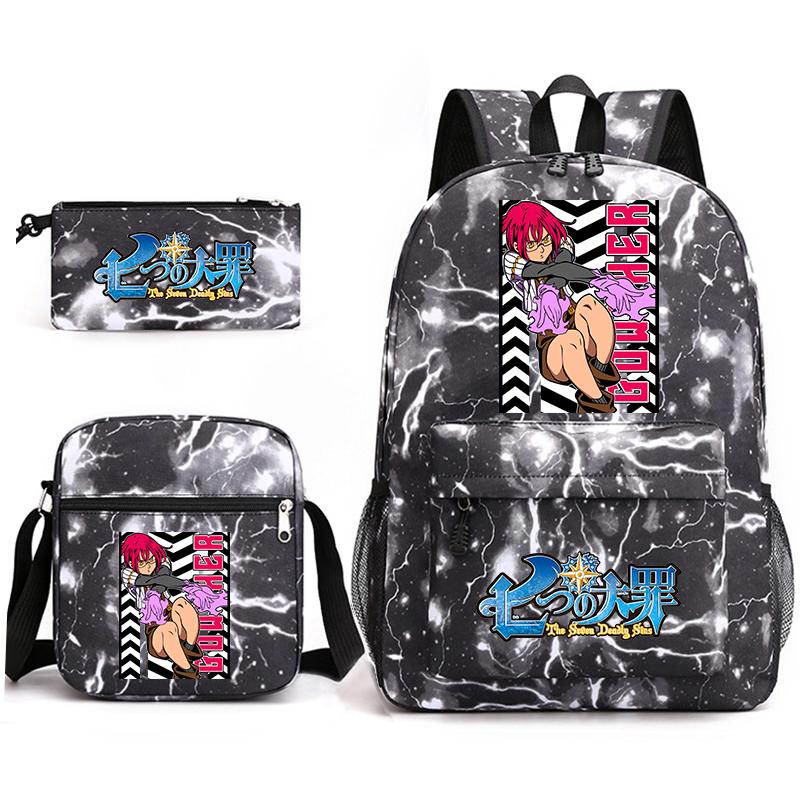 Anime The Seven Deadly Sins School Backpack Set with Shoulder Bag Pencil Case for Kids Teens Daily Bookbag