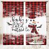 2 Pieces, Christmas Snowman Checkered Curtains -30% Blackout - Suitable for Living Room, Bedroom, Kitchen, Home Decoration