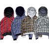 Felpa con cappuccio e zip unisex oversize con design a blocchi di colore a quadri indossabile su entrambi i lati