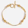 Design sense Classic style 18K gold, curved wave clip steel ball OT buckle bracelet jewelry