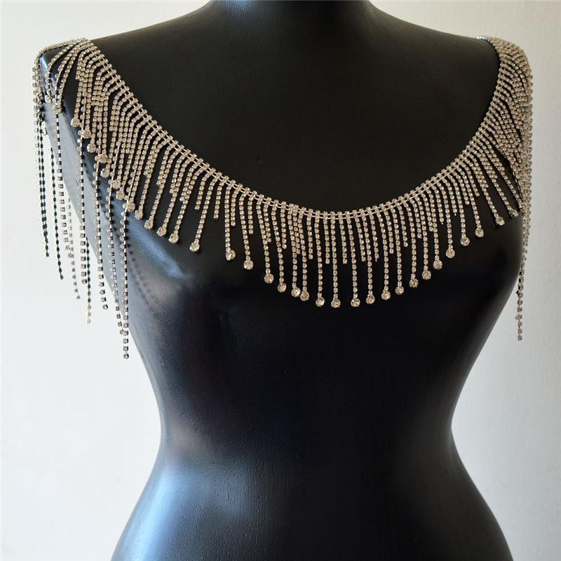 Temperament Bridal Shoulder Chain Wedding Crystal Tassel Back Chain Model Catwalk Suit Princess Accessories Body Chain