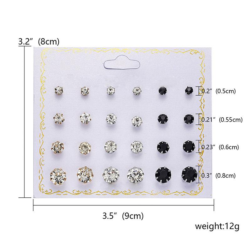 12 Pairs/set Classic Crystal Stud Earring Sets Women's Round Ball Metal Pearl Flower Earrings For Women Girl Gift Mixed Jewelry