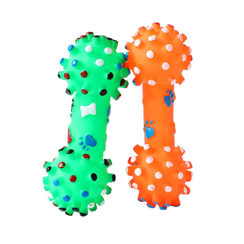 Vinyl sounding big thorn dumbbells 16.5cm Pipi Tao pet dog bone grinding teeth cleaning dog training toy