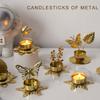 Candlestick Geometric Flower Lamp Holder Elegant Metal Candle Holder Unique For Living Space Dining Candlelighting