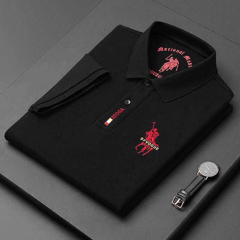 Men's Summer 2026 Embroidered Polo Shirt: Imitation Cotton, Turn-Down Collar, Business Casual Short-Sleeve