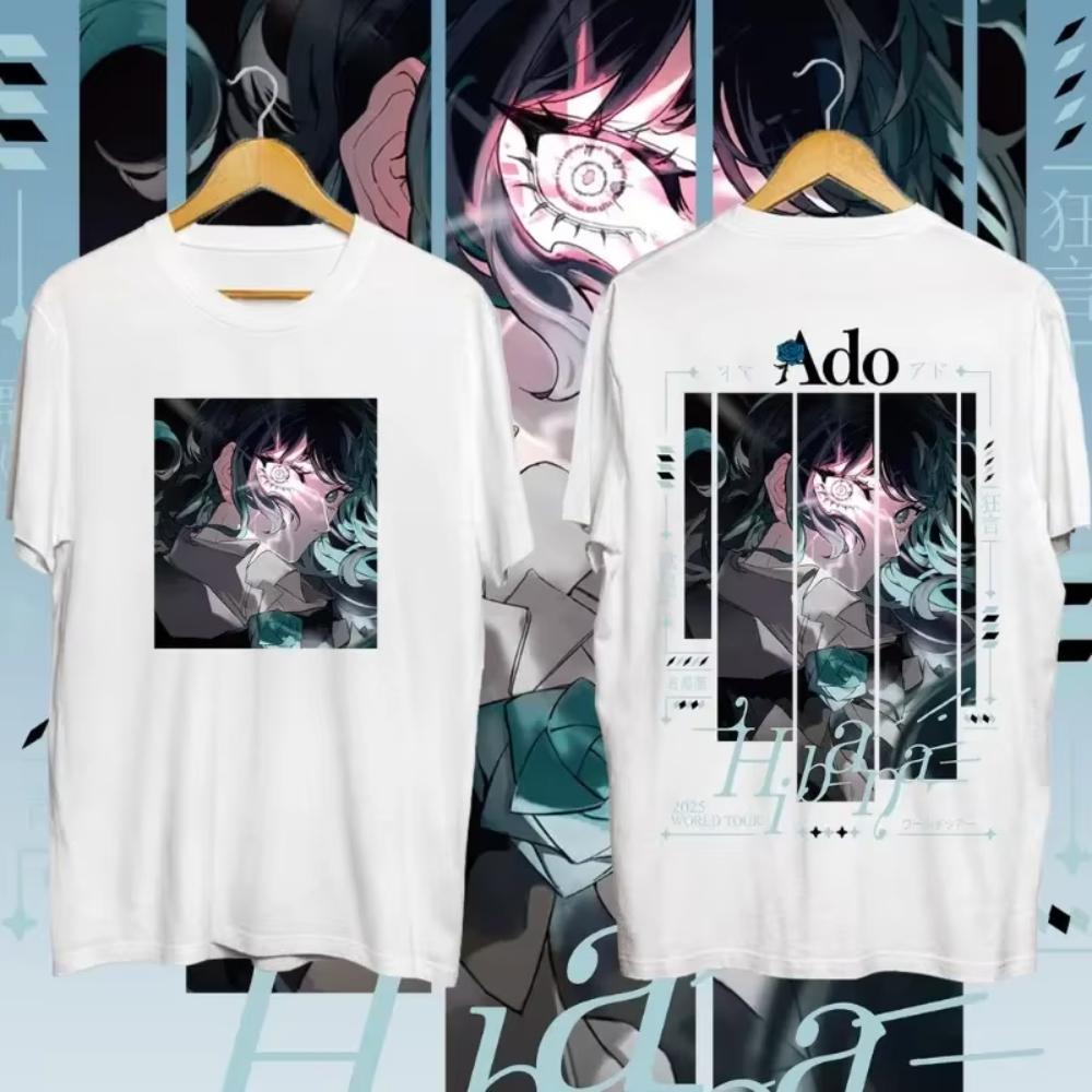 2025 Men Women Tshirt NEW ADO World Tour T-Shirt Black and White Round Neck Hibana 2 Colors Cotton T-shirt Comfortable Top Tees