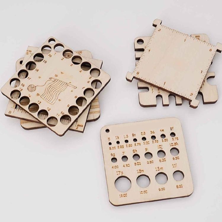 Wood Knitting Needle Gauge and Ruler Measuring Tool Crochet Accessories Knitting Needle Ruler