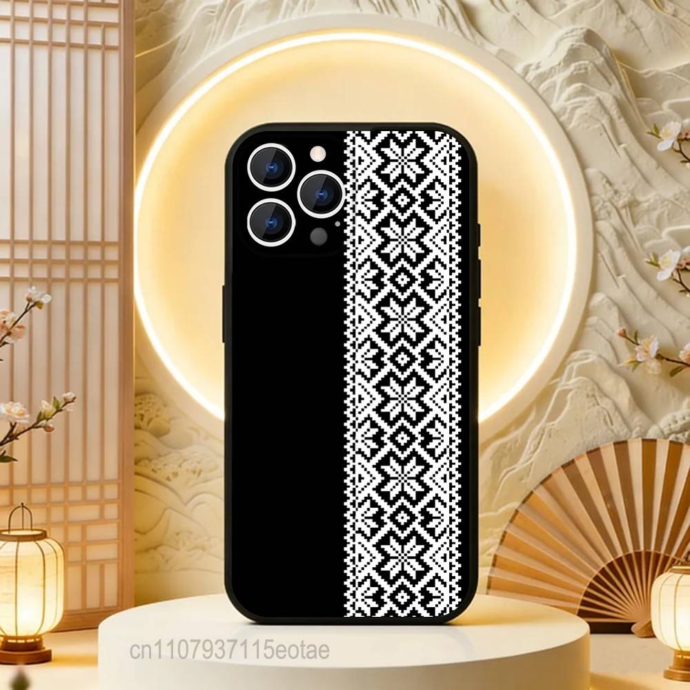 Vintage U-Ukraine Ornaments Pattern Black Case For iPhone 17 13 14 15 11 16 12 Pro Max Pro Max Plus E Air Mini Phone Cover Shell
