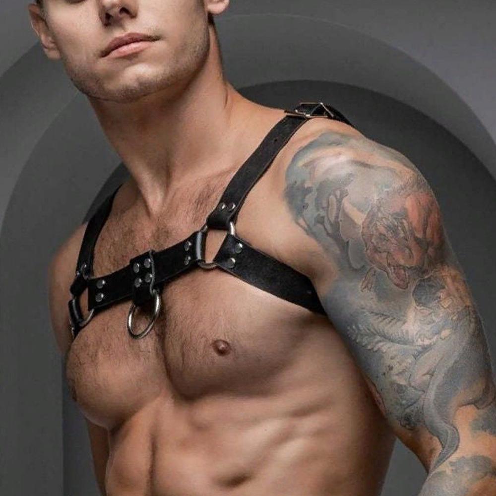 1pc BDSM Men's Leather Harness, Sexy Costumes For Gay Men - Adjustable Punk Sex Supplies