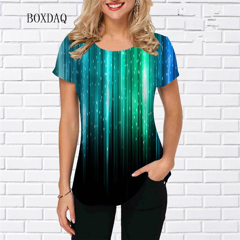 Tie-Dye Farbverlauf Damenmode Rot T-Shirts Kurzarm Rundhals Street 3D-Druck Damen T-Shirts Weiblich Locker Übergroße Oberteile