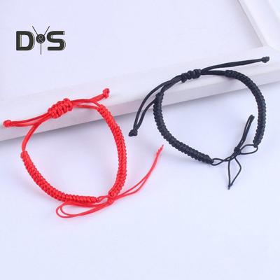 Pulseras de hilo trenzado hechas a mano, pulsera de cuerda tejida roja/negra ajustable, accesorio de amuleto de buena suerte para mujeres y niñas