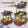 2/3 Tier Metal Fruit Basket Detachable Kitchen Countertop Storage Rack for Vegetables Snacks Bread Organizer