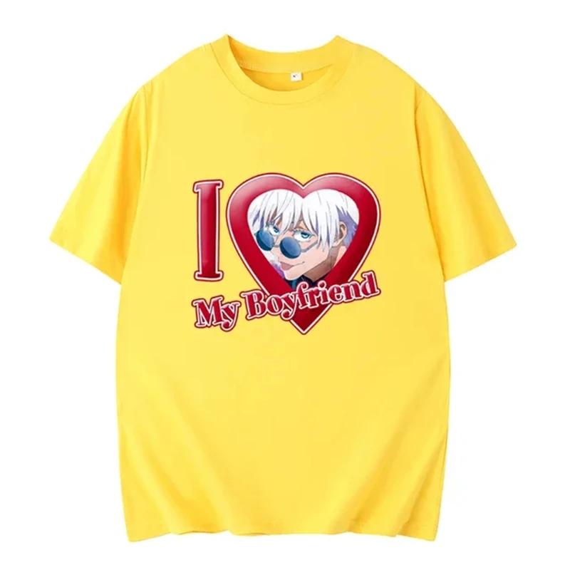 I Love My Boyfriend Print Funny T-shirt Girl Animal Y2K Fashion 90S Print Tops Tee Gril Black White Clothes,Drop Ship