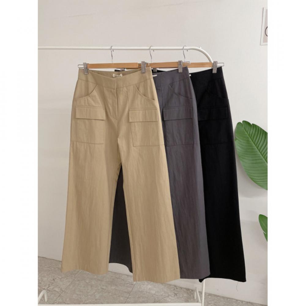 Honey J Women DoubLe Pocket Non Stretch Wide Cotton PantS S L