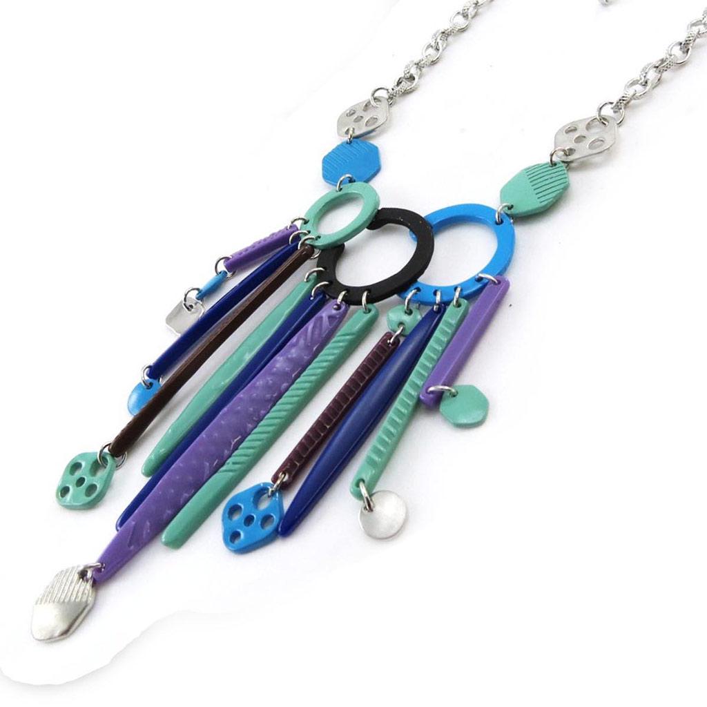 NOA [J3187] - Designer Necklace 'Pimprenelle' Purple Blue