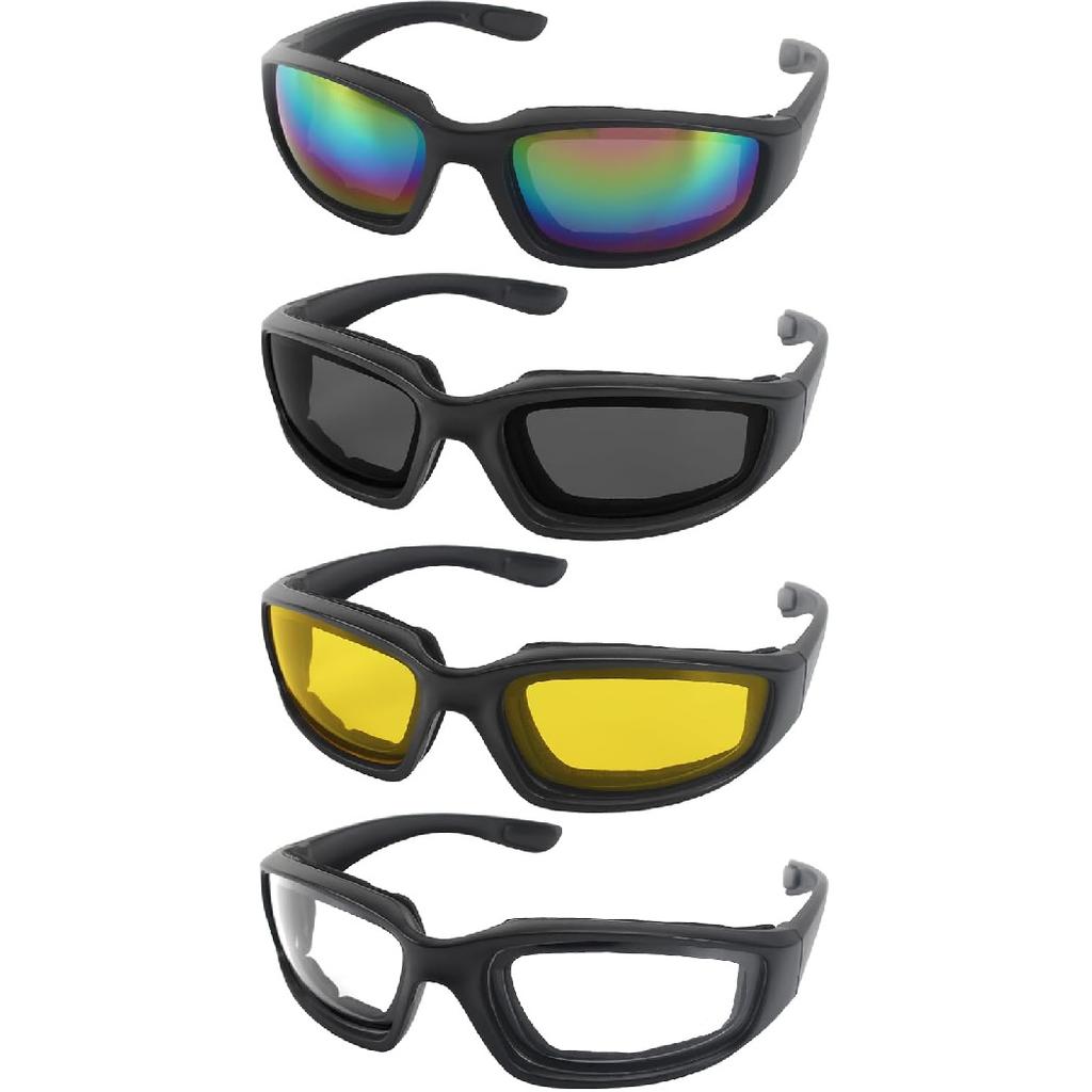 3 Pair Motorcycle Riding Glasses Padding Goggles UV Protection Dustproof Windproof Motorcycle Sunglasses For Outdoor Actives